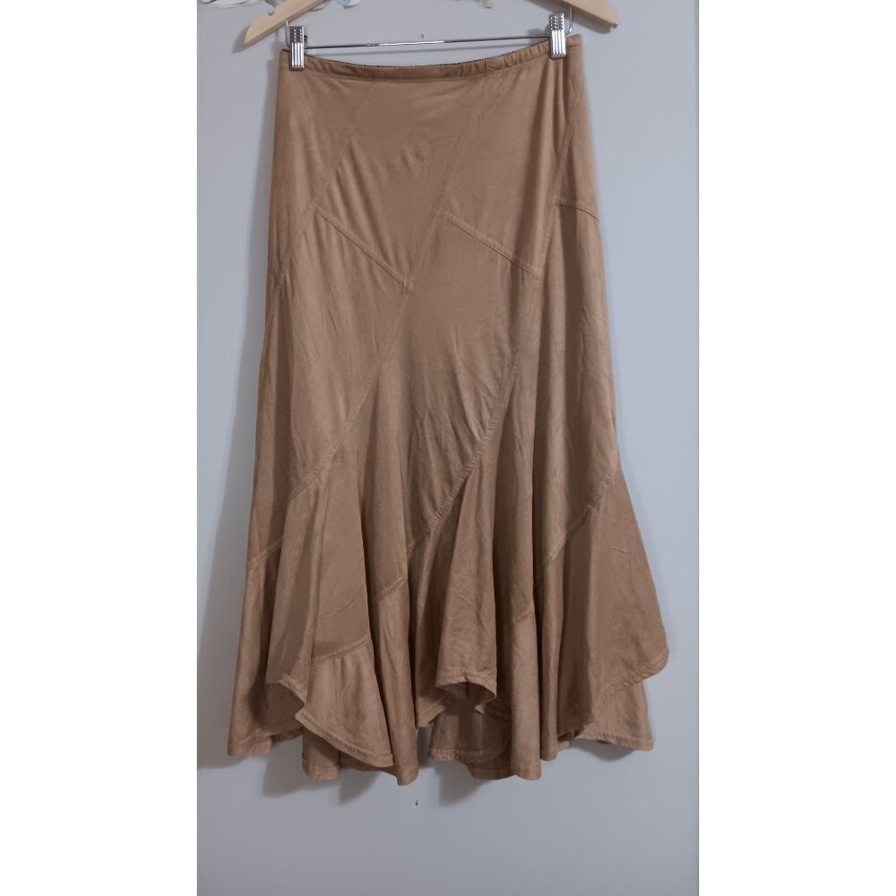 Stiletto  Medium Brown Maxi Lined Cowgirl Western Boho Vintage Patchwork Skirt